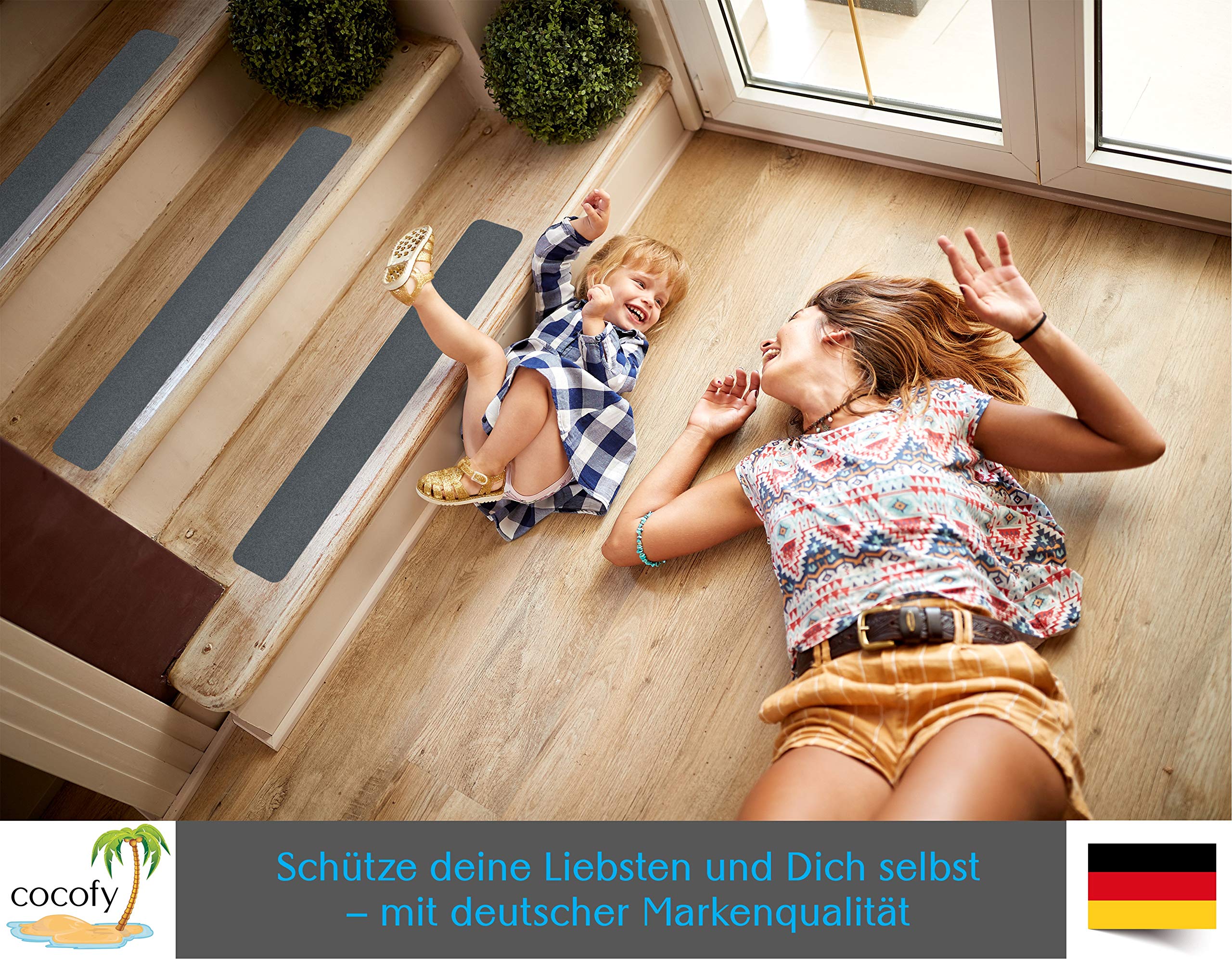Anti-Rutsch-Streifen für Treppen außen & innen | 10-Pack 61x10 grau