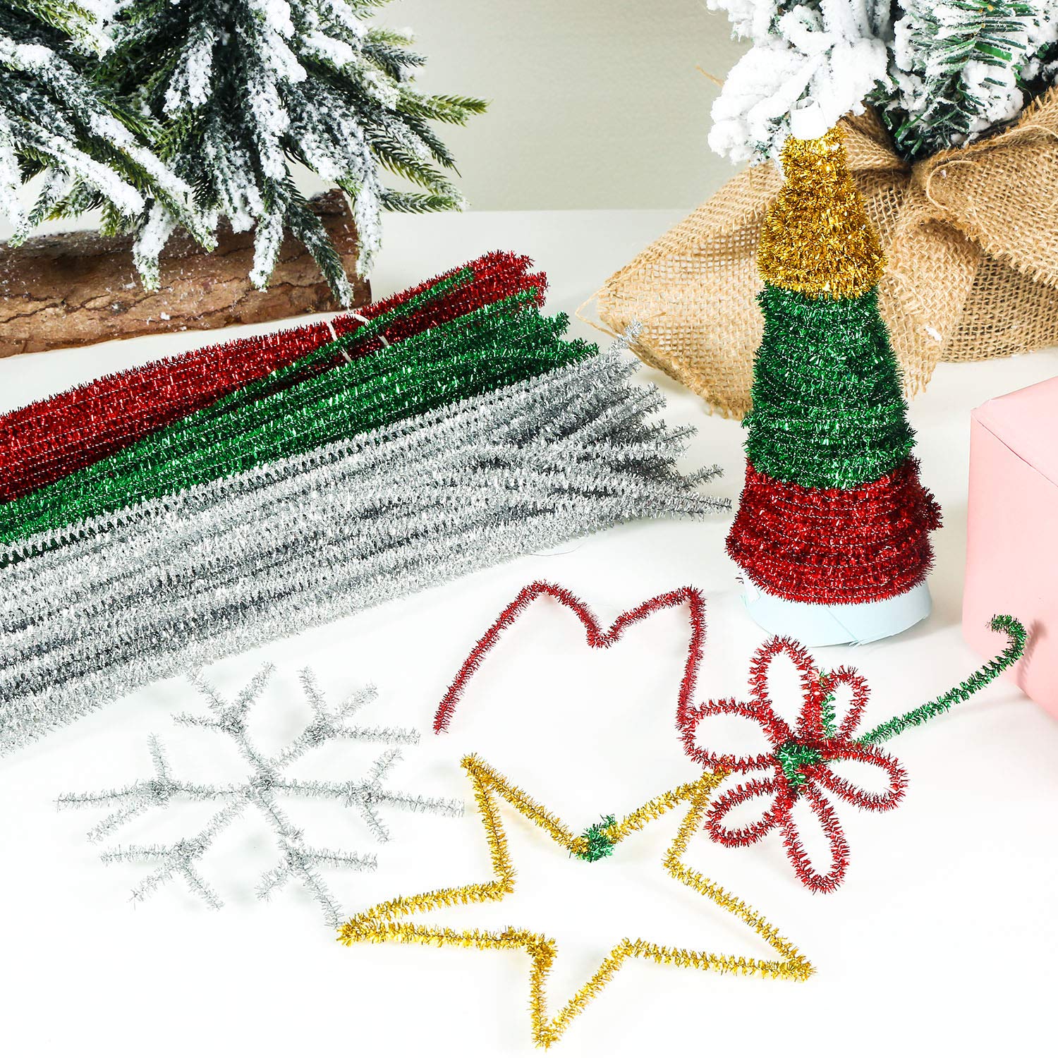 Lot De 72 Cure-pipes Glitter Vintage (12 Pouces) - Couleurs Noël Rouge, Vert, Or - Neuf