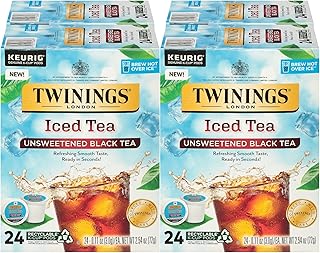 Twinings Iced Tea Unsweetened Black Tea K-Cup Pods for Keurig, Caffeinated, Refreshing, Smooth, Black Tea, 24 Count (Pack of 4)