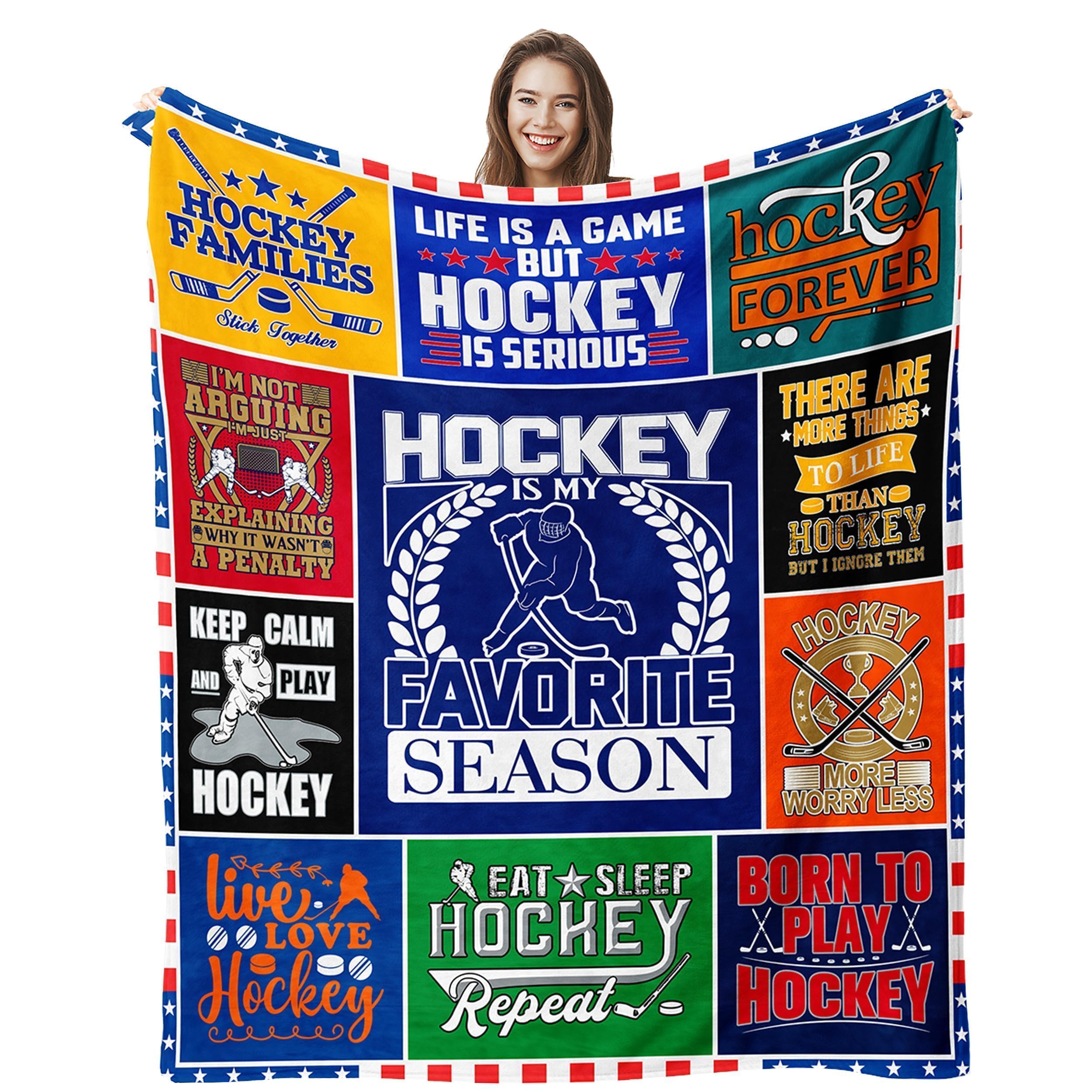 Ebmdsia Hockey Blanket for Boys & Girls, Ice Hockey Gifts - Throw Blanket 60"X50"