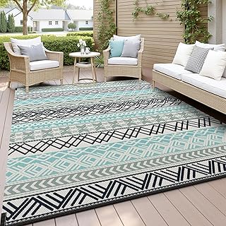 MontVoo Outdoor Rug Carpet Waterproof-Patio Rug Mat 5x8 Reversible RV Ca...