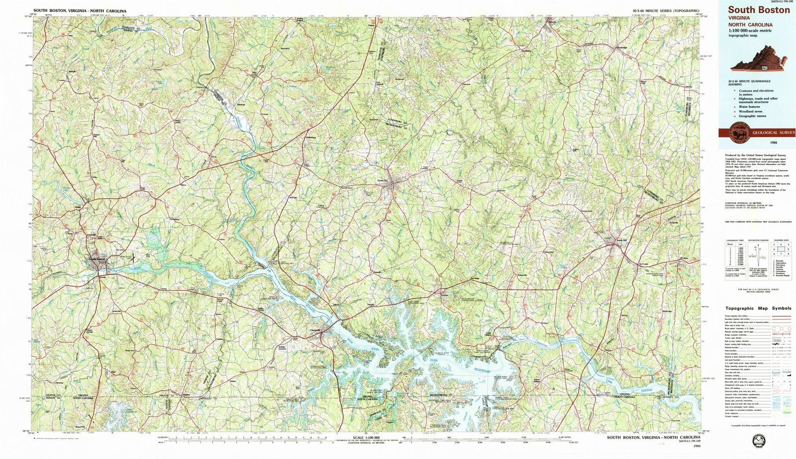South Boston Va Map 1984 South Boston, Va - Virginia - Usgs Historical Topographic Map : 42In X  24In : Home & Kitchen