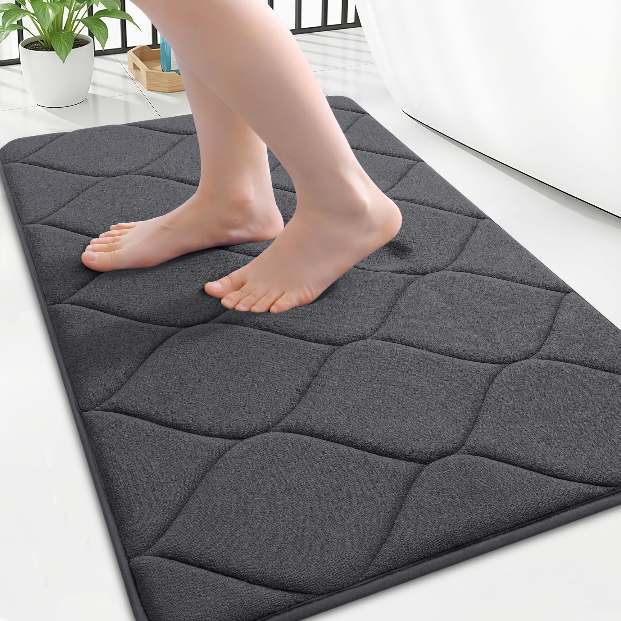 Smiry Memory Foam Bath Mat 32x20 Ultra Soft Non-Slip Bathroom Rug Plush Water Absorbent Quick Dry and Machine