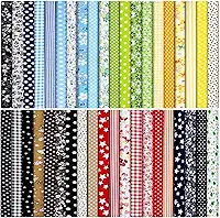 40 peças de tecido de algodão 25,4 x 25,4 cm, quadrados, quadrados de tecido pré-cortado, multicolorido, folhas de gordura florais para artesanato, faça você mesmo, colcha de costura (padrões simples)