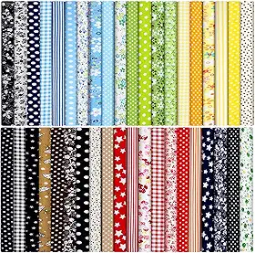 40 peças de tecido de algodão 25,4 x 25,4 cm, quadrados, quadrados de tecido pré-cortado, multicolorido, folhas de gordura florais para artesanato, faça você mesmo, colcha de costura (padrões simples)