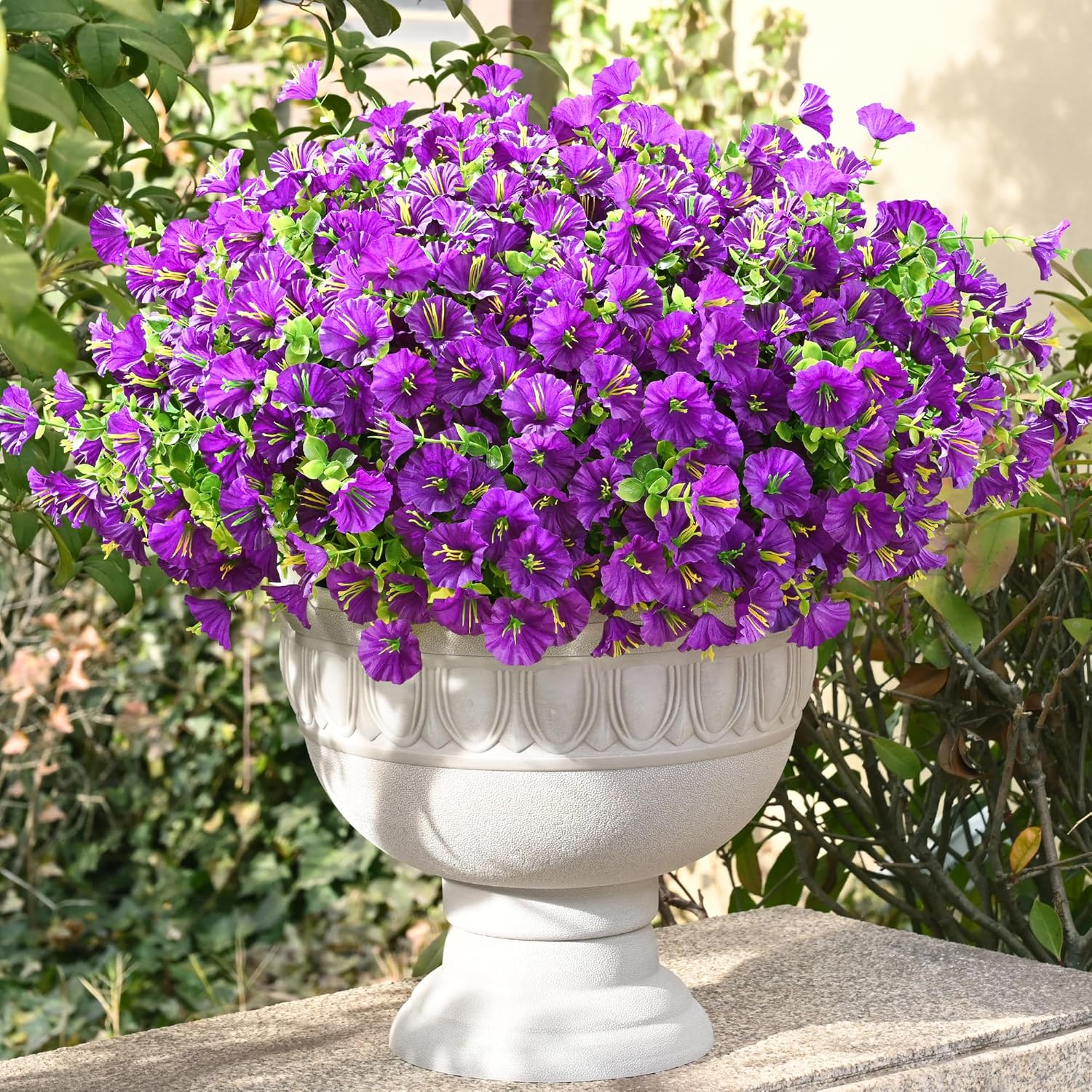 Waipfaru Artificial Flowers for Outdoors, 24 Bundles Faux Plants Outdoor, UV Resistant Artificial Plants Outdoor, Silk Petunias Fake Flowers for Outside Home Decor Planter Porch Decoration, Purple - Image 6