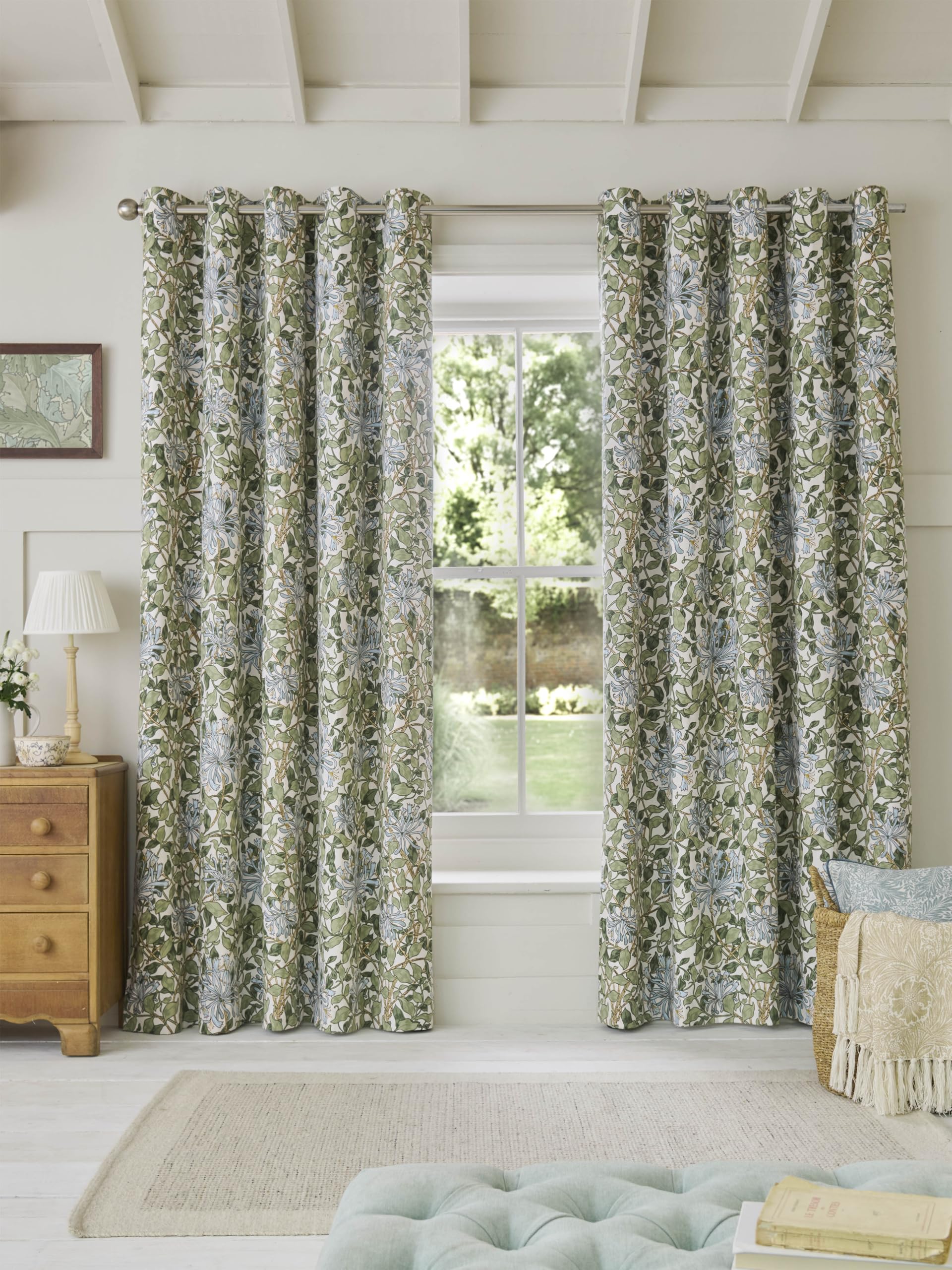 William Morris At Home Honeysuckle Lined Blackout Curtains