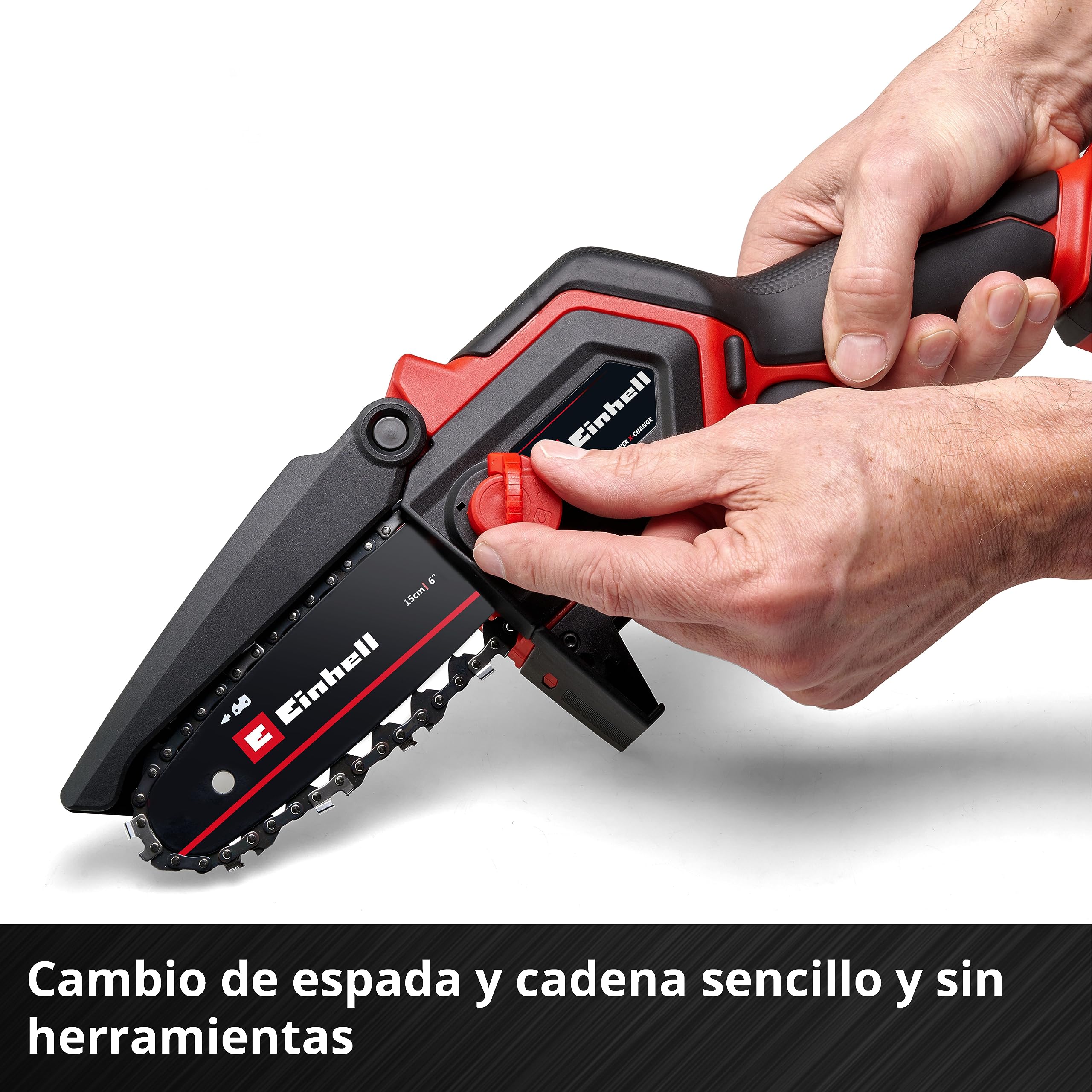 Einhell Motosierra para ramas con batería GE-PS 18/15 Li BL-Solo Power X-Change (18 V, sin escobillas, longitud de corte de 12,5 cm, cambio de espada y cadena sin herramientas, sin batería)