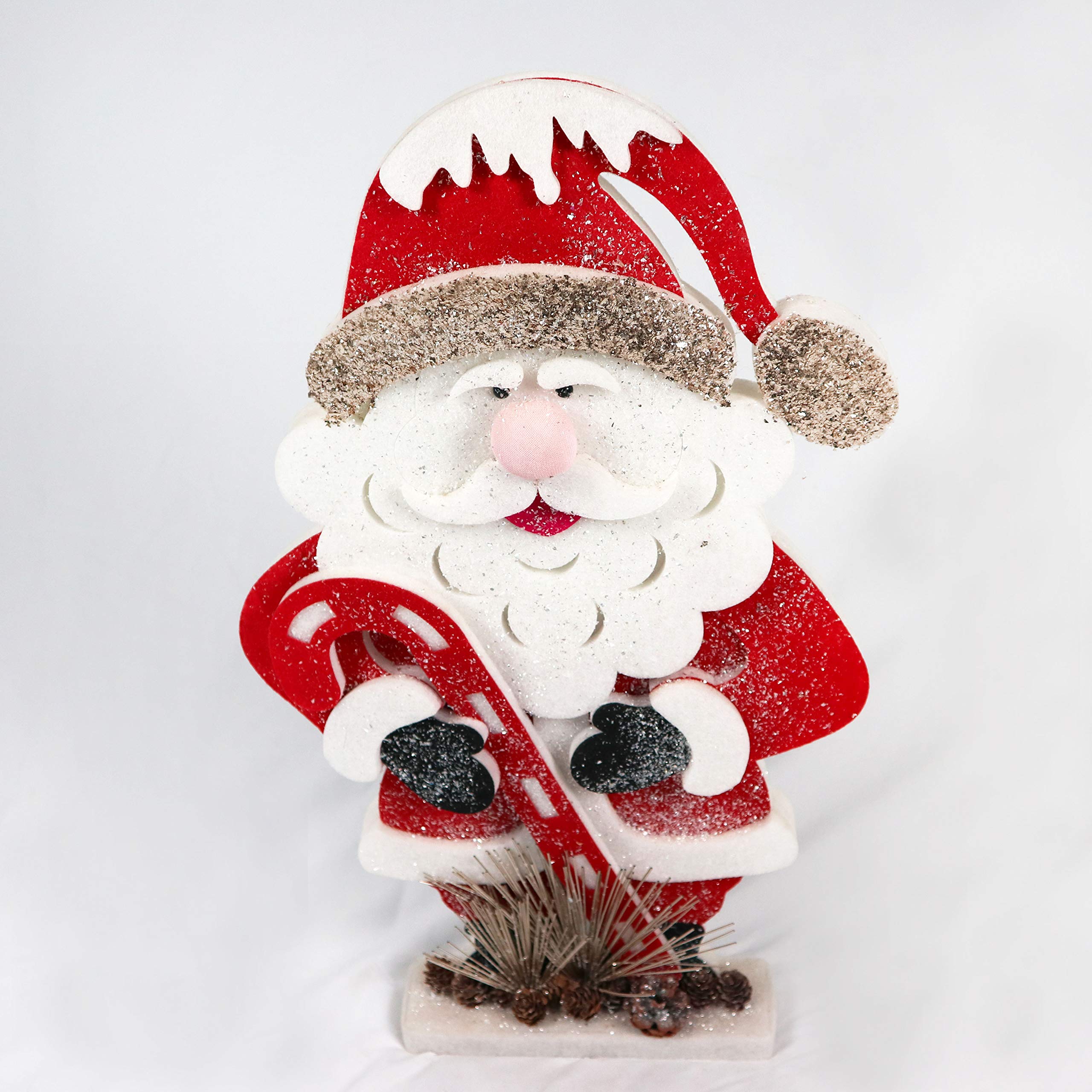 Shatchi Red Santa Christmas Tabletop Figure - 72cm Glitter Foam Showpiece - Window Holiday Home Xmas Decoration
