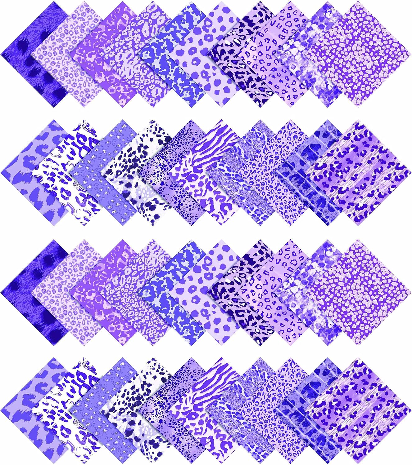 Soimoi 40Pcs Floral Artistic Print Cotton Precut Fabrics for Quilting Craft Strips 2.5x42inches Jelly Roll - Violet