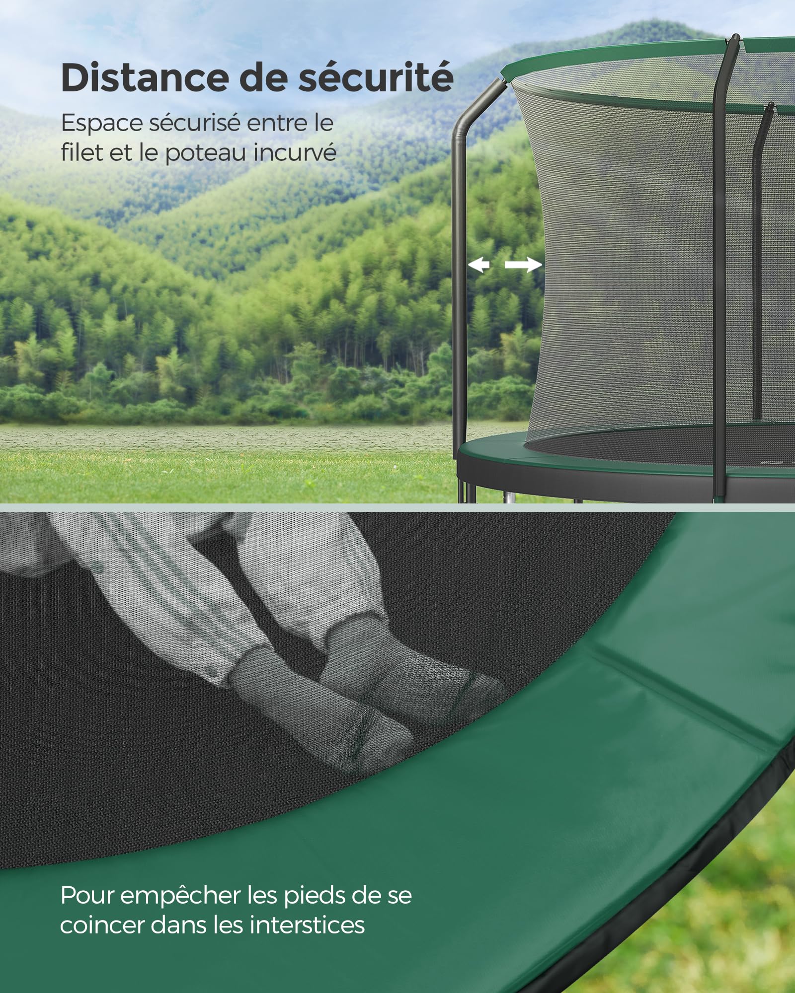 SONGMICS Trampoline pour Enfant, Filet de Protection, Coussin de Sécurité, Échelle, Cadre en Acier
