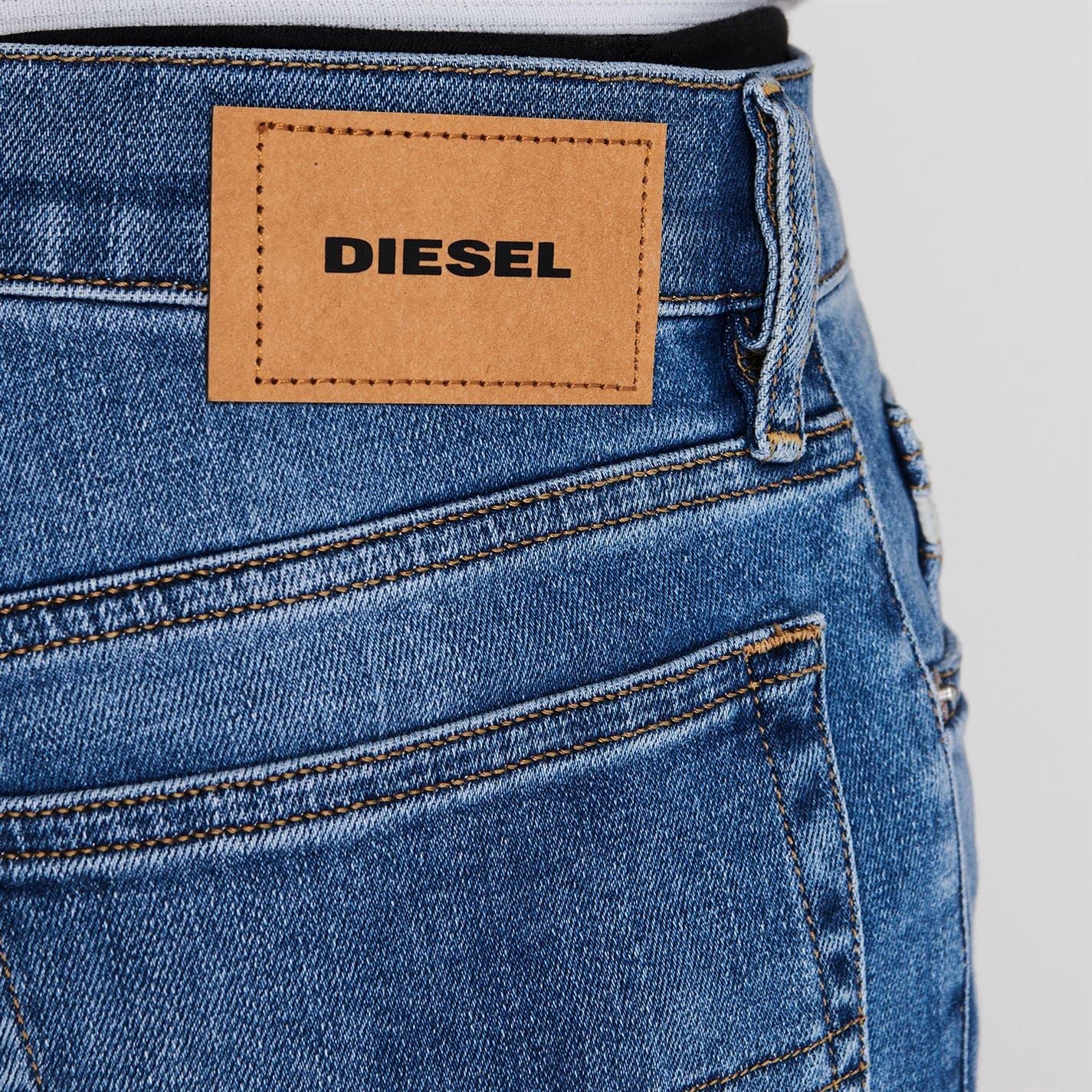Diesel Jeans da uomo Mihtry, vestibilità dritta, design a cinque tasche, lavato stonewash 34W / 34L