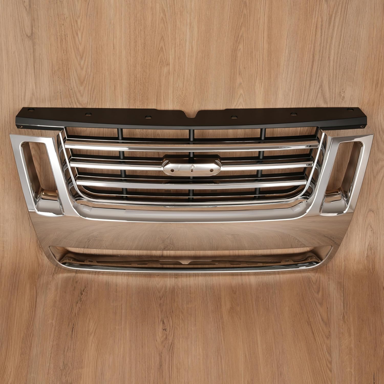 HECASA Front Grill Compatible with 2006-2010 Ford Explorer 2007-2010 Sport Trac Replacement for FO1200476 Bumper Grille Assembly Radiator Grille W/Side Openings 3-Bar Style Chrome Painted