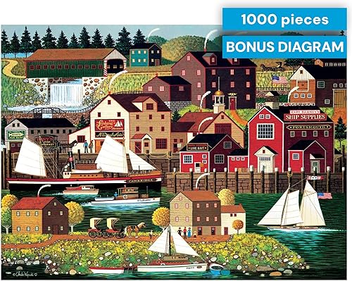 Vista 116 de Buffalo Games - Charles Wysocki - Witch's Bay - Rompecabezas de 1000 piezas para adultos - Rompecabezas desafiante perfecto para noches de juego