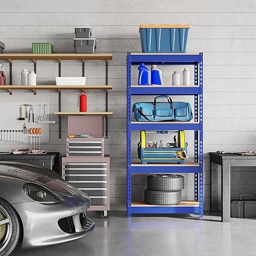 Miniatura 7 de Topeakmart 2 estantes de 5 niveles estantes de almacenamiento de metal estantes de almacenamiento de garaje estantes de almacenamiento ajustables