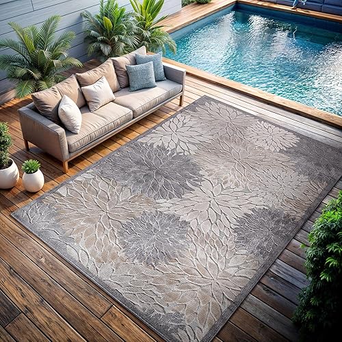 Miniatura 173 de CAMILSON Indoor Outdoor Rug 5x7 Bohemian Medallion Floral Area Rugs for Indoor and Outdoor Patios Easy-Cleaning Non-Shedding Living Room Garden and