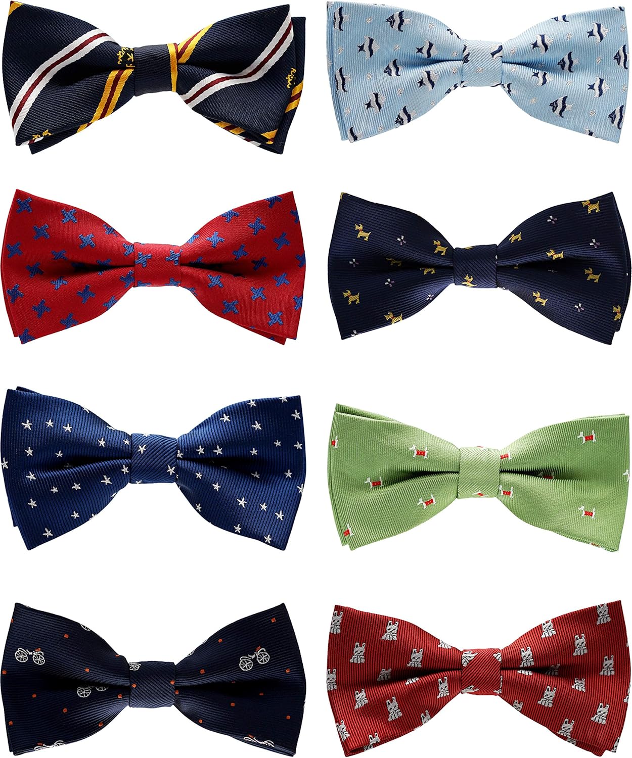 Boys Bow Ties 8-Pack, Pre-tied Bow-Ties Adjustable for Kids, Children, Toddler BowTies