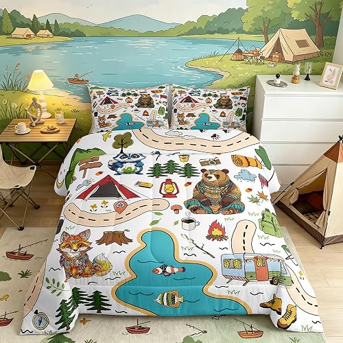 Feelyou Camping Adventure Bedding Set Kids Boys Girls Queen Size