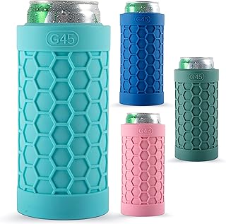 G45 Slim Can Cooler, Silicone Rubber, Insulated Can Cooler for 12 Oz Slim Cans (Sea Foam)