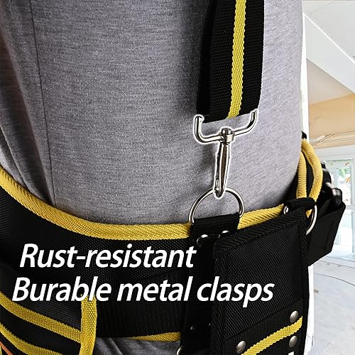 Miniatura 7 de OKF Tirantes magnéticos acolchados para cinturón de herramientas para hombres con bolsillo móvil, tirantes de trabajo ajustables resistentes para