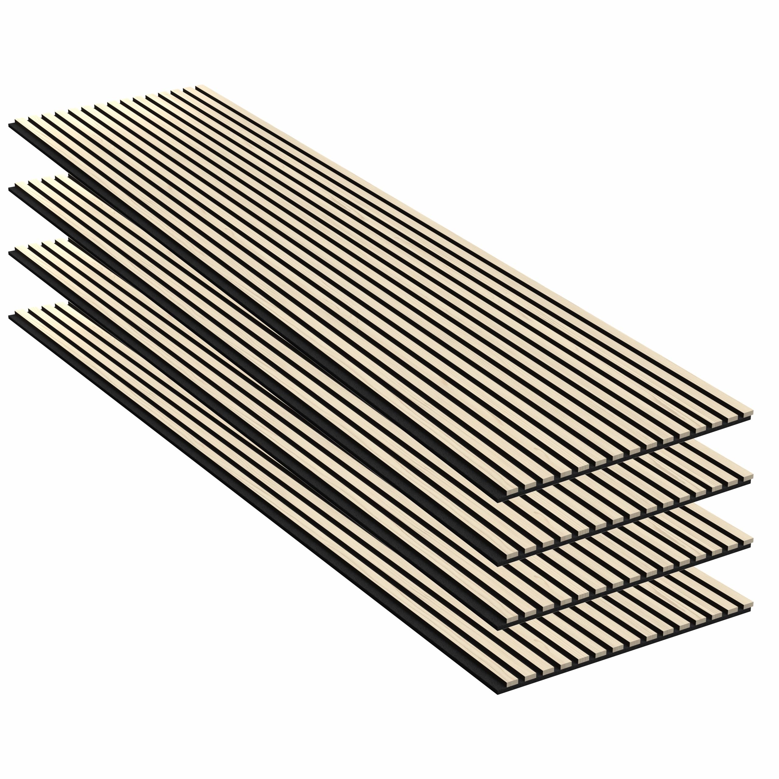 Panneau Acoustique Mural Chêne – Lot de 4 Panneaux Muraux à Lattes MDF Finition Bois – Revêtement Mural Décoratif & Correction Acoustique – Salon, Chambre, Bureau, Home Studio – 240 x 60 cm, 11 mm | Décoration murale et correction acoustique en un seul pr