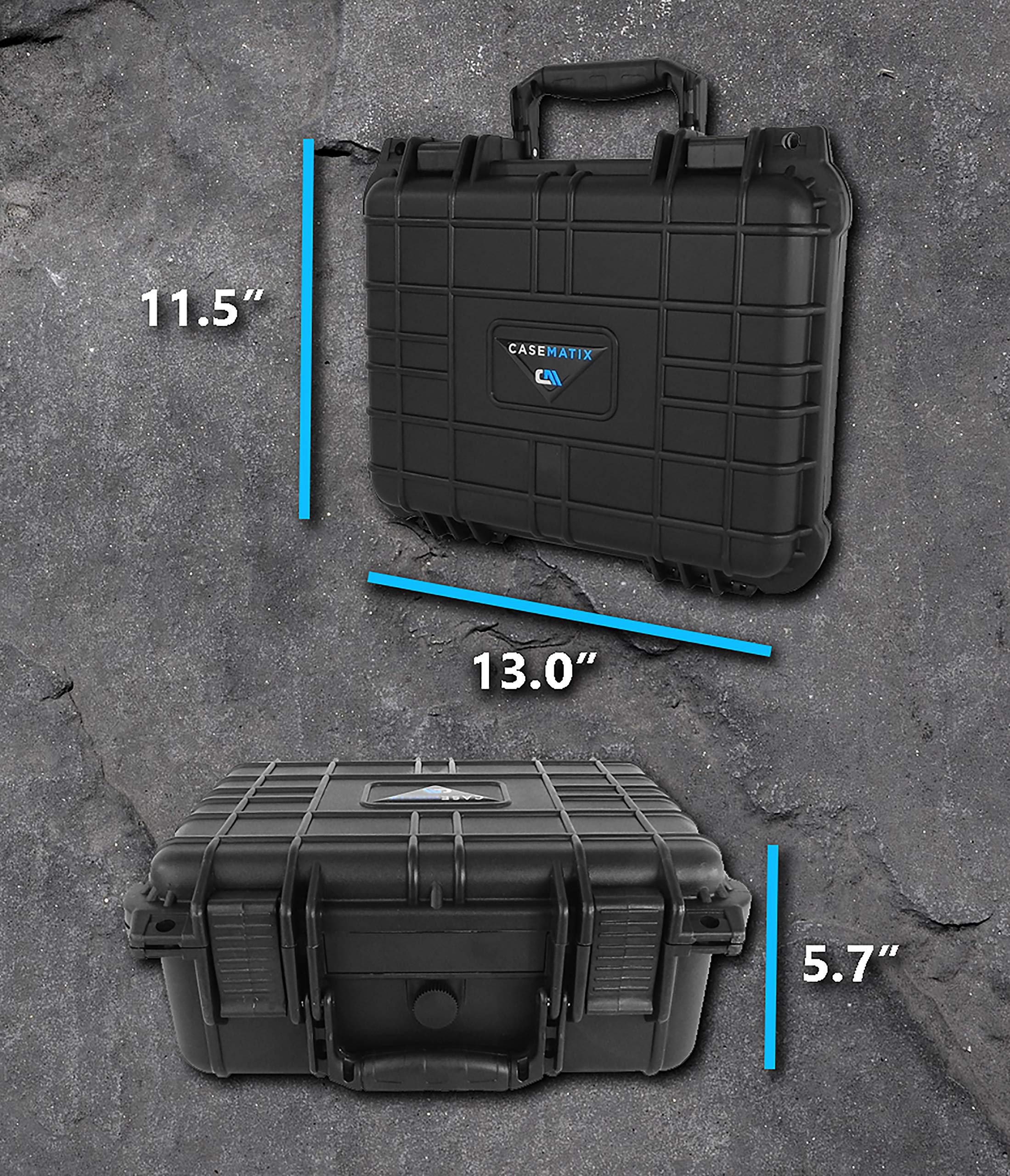Buy CASEMATIX 13" Two Gun Hard Case for 2 Handguns Waterproof