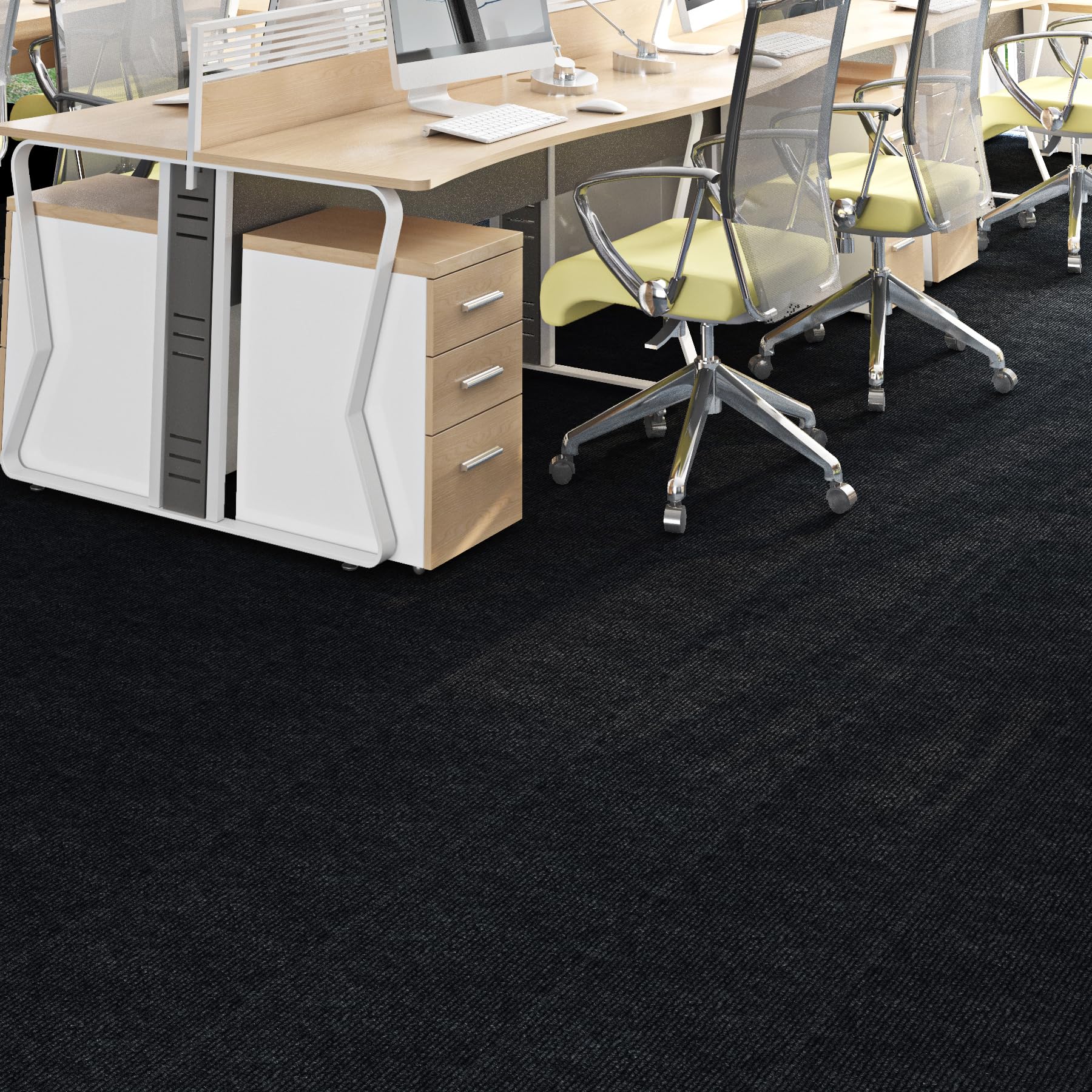 FunStick 30×30CM 15 Piastrelle di Moquette per Pavimenti Nero Antracite Lavabile Moquette Pavimento Interno per Soggiorno Moquette Nera Adesiva Piastrelle Cucina Bagno Antiscivolo Tappeto Nero Adesivo