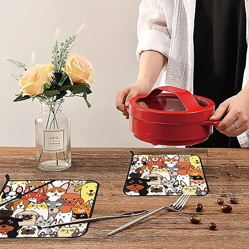 Miniatura 6 de Juego de 2 agarraderas para garabatos de perros y gatos, resistentes al calor, para microondas, horno, horno, platos finales y regalos de barbacoa