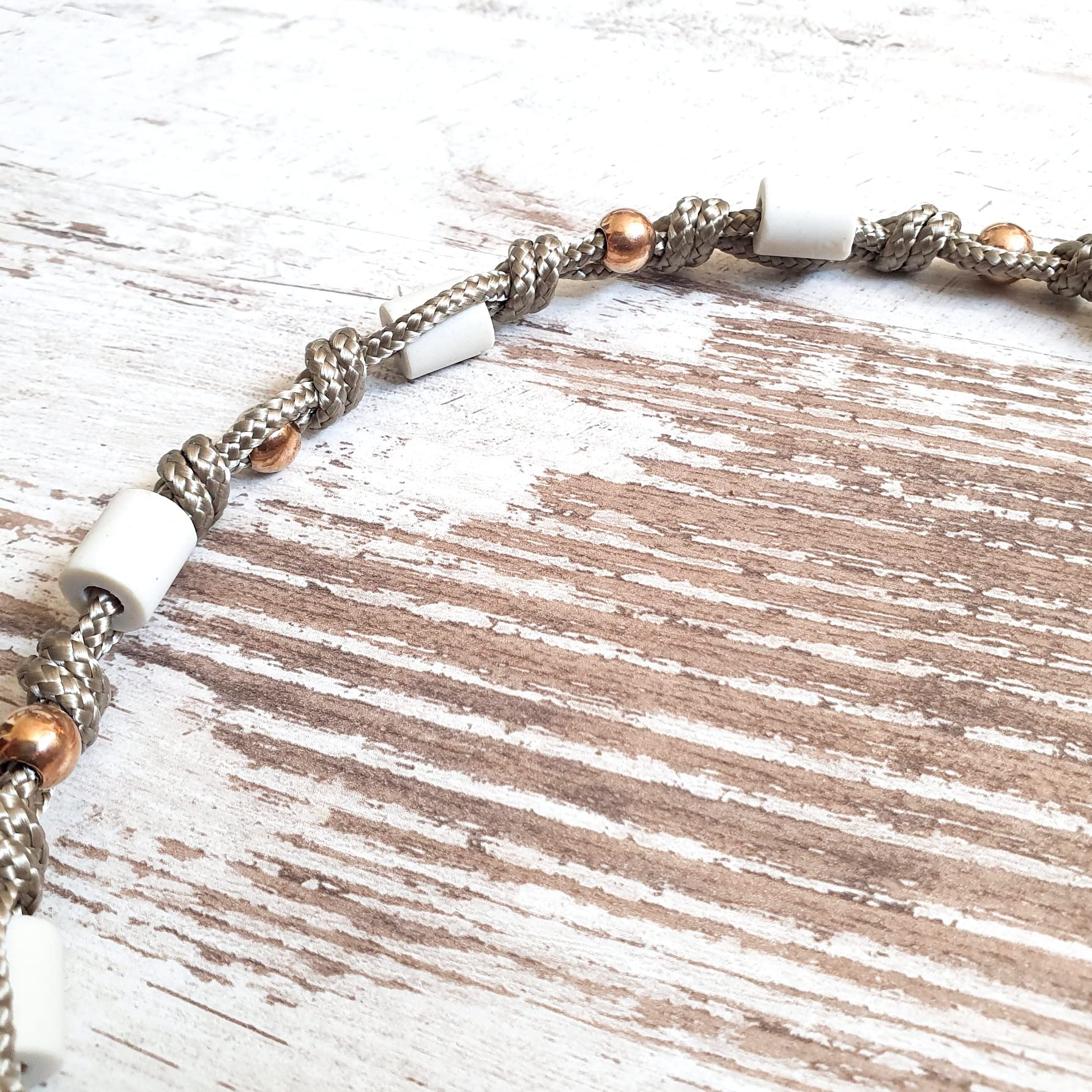EM-Keramik Kette *Gipsymee* Chichi Ivory - edles Tau Schmuckhalsband für Hunde - Taupe und Rosegold