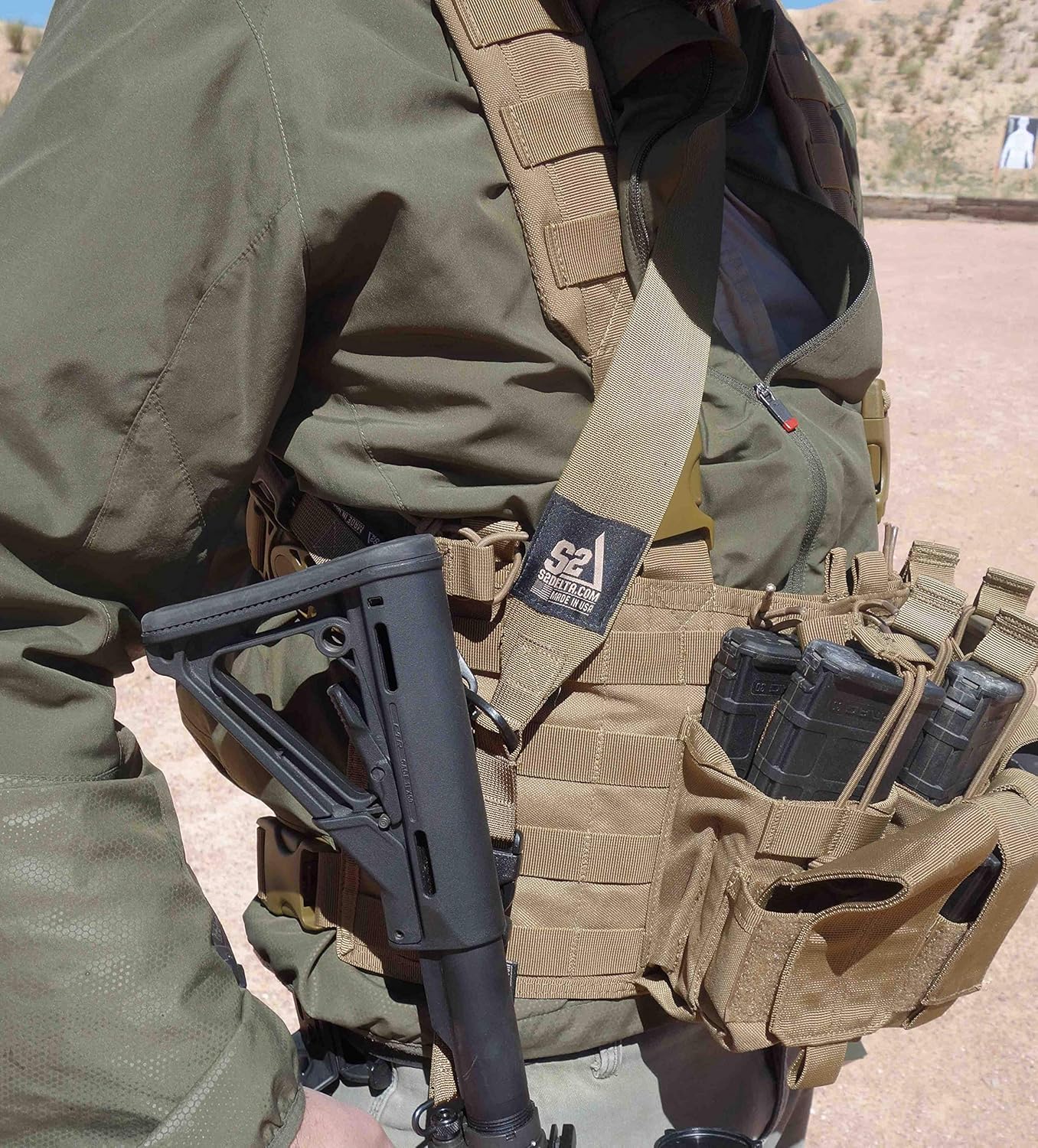 S2Delta - USA Made Premium 2 Point Rifle Sling, Fast Adjustment, Modular Attachment Connections, Comfortable 2” Wide Shoulder Strap