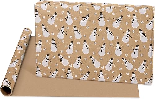 Miniatura 5 de American Greetings Paquete de papel de regalo kraft de 80 pies cuadrados (nieves) para Navidad y todas las fiestas (4 rollos de 30 pulgadas x 8 pies)