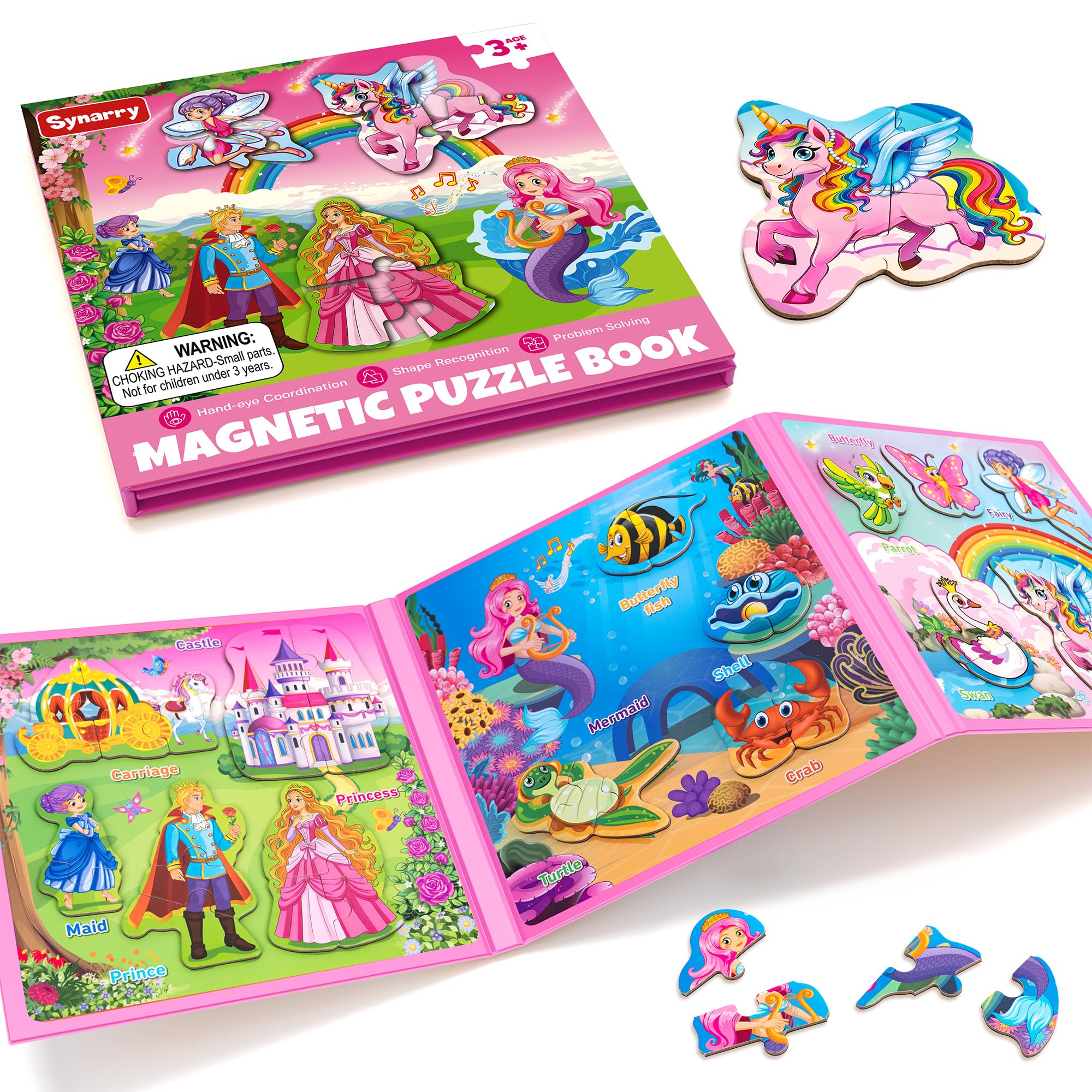 SYNARRY Magnetic Puzzles for 3 4 5 Year Olds, Unicorn Toys Gifts for Girls