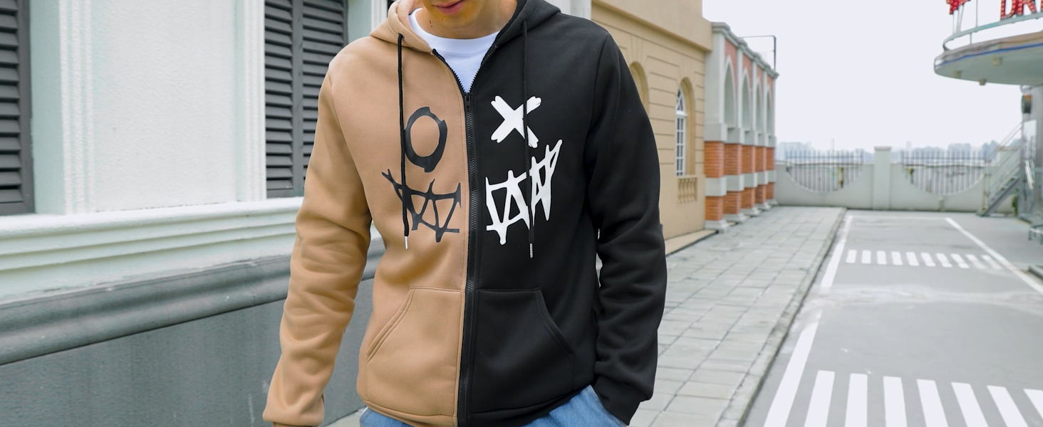 RoseSeek Men's Zip Up Hoodies Graphic Long Sleeve Pullover Hoodies