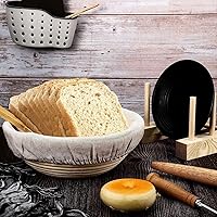 Vista 6 de Paquete de 6 cestas redondas a prueba de pan, forro de tela de ratán para hornear masa, cubierta de ratán natural (10 pulgadas)