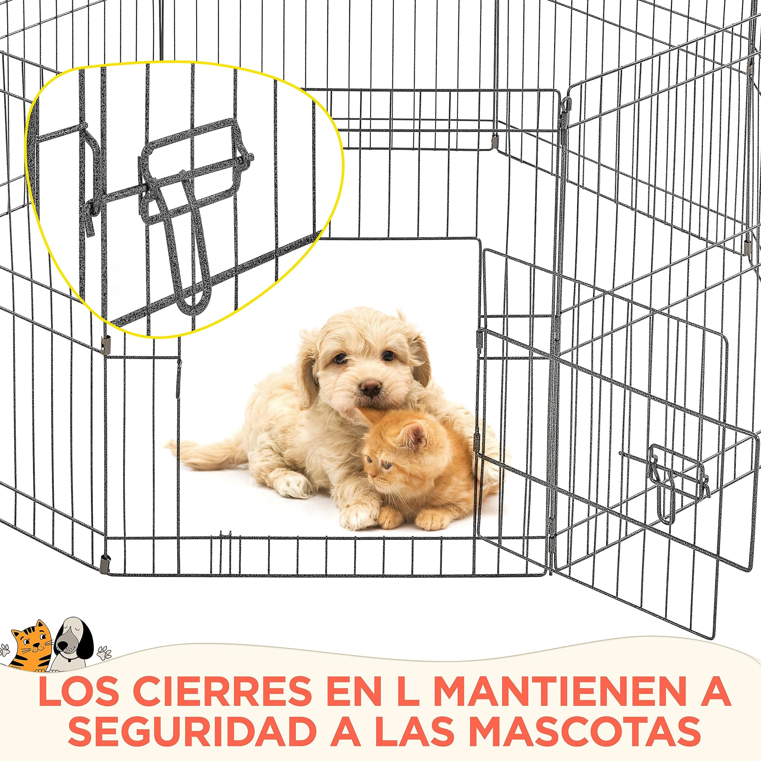 Yaheetech 8pcs Vallas para Perros Metalicas Corral Vallas Jaulas para Animales Pequeños Parque para Mascotas Cachorros Corral Plegable 61x52cm
