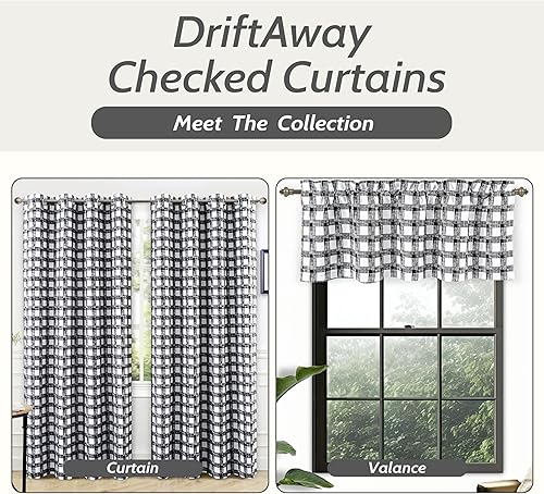 Vista 96 de DriftAway - Cortinas de ojales opacas, patrón a cuadros, forro térmico con aislamiento, blackout, impresas a cuadros, 2 capas, juego de 2 paneles