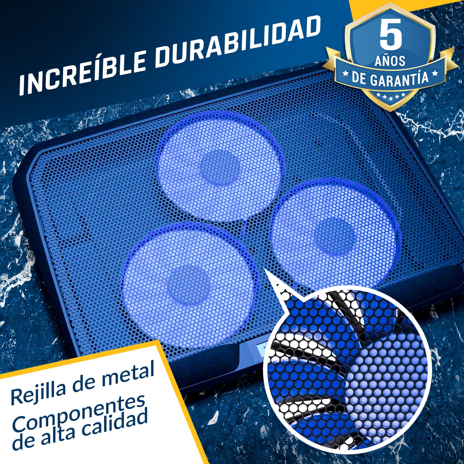 KLIM KN02 Base refrigeradora portátil - Innovador reposamuñecas acolchado - Silencioso ventilador portátil de alta velocidad (1500 RPM) - Compatible 11 a 17 pulgadas - Garantía de 5 años - NUEVO