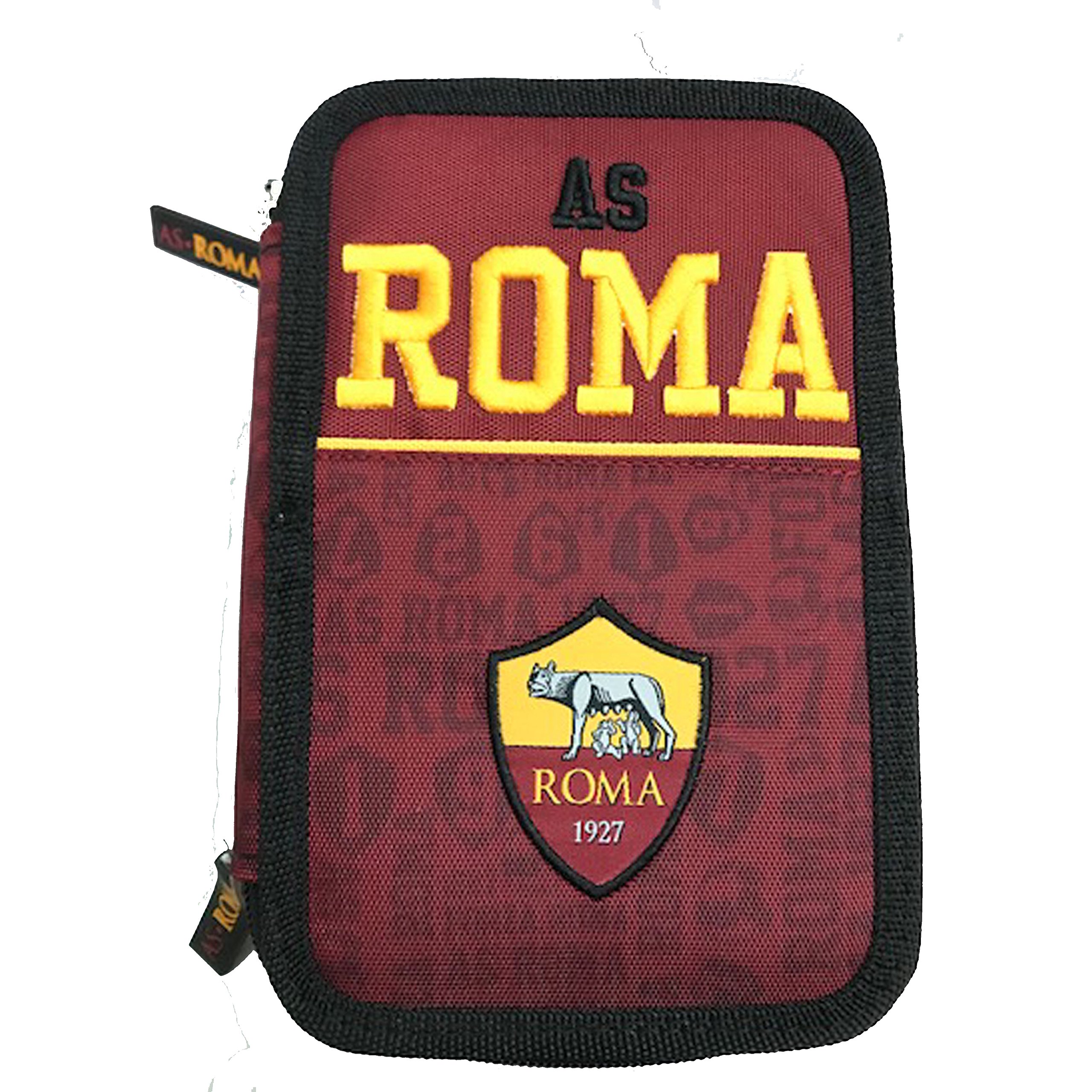 Panini Astuccio per bambini A.S. Roma a 3 scomparti con cerniera, perfetta per l'anno scolastico 2018, giallo/rosso