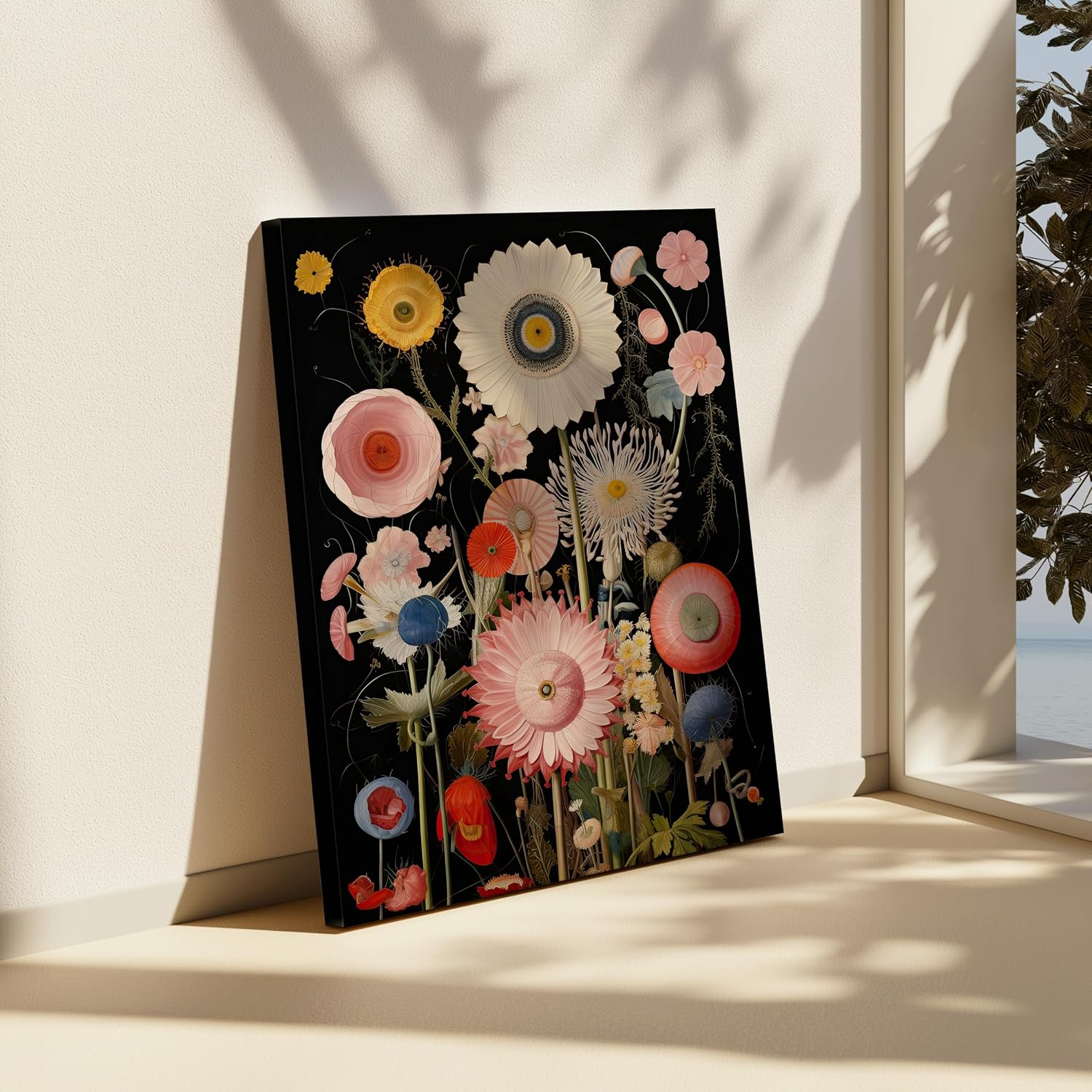 Poster Master Psychedelic Canvas - Trippy Flowers Print - Abstract Floral Art - Trendy Gift for Men & Women - Modern Wall Decor for Living Room, Bedroom or Dorm - 8x10 STRETCHED Canvas