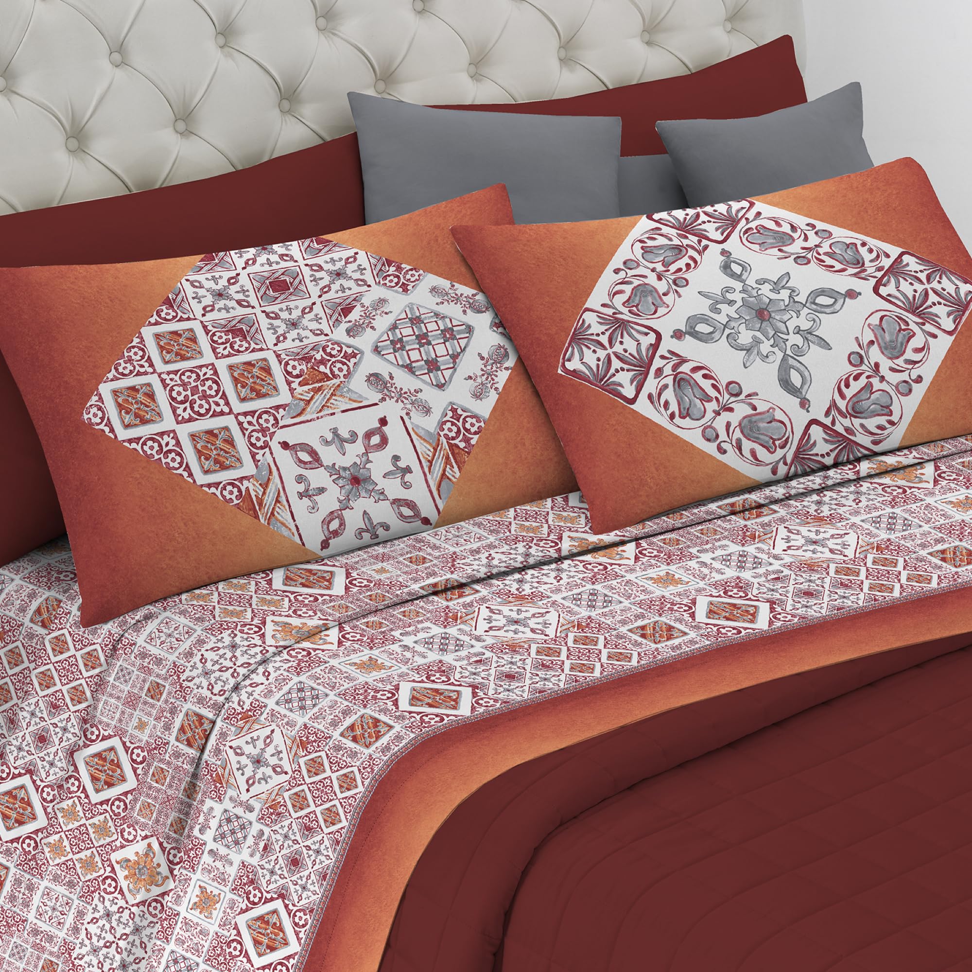 PENSIERI DELICATI Double Bed Set 100% Cotton, Complete Double Bed Sheet Set 180 x 200 cm, Including Bottom Sheet - Image 2