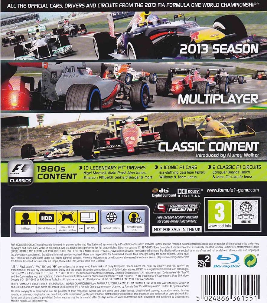 (未使用･未開封品)F1 2013 - PS3 F1 2013 - Playstation 3: PlayStation 3: Video Games - Amazon.ca