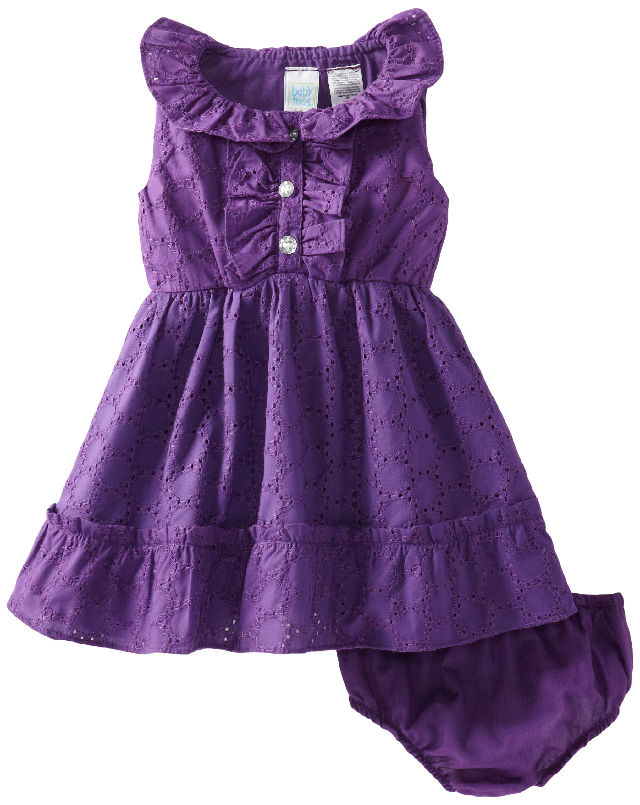 Baby Togs Baby Girls' Eyelet Dress, Purple, 12 Months