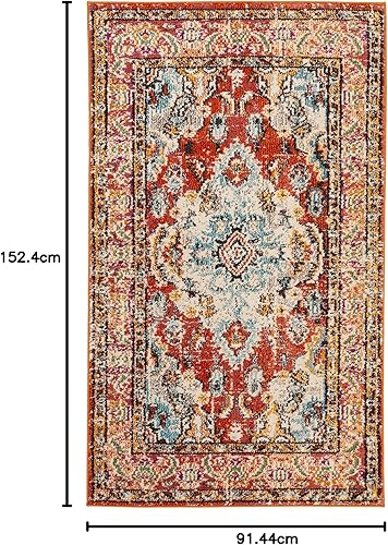 Miniatura 472 de Safavieh Tapete de área grande, colección Monaco, 11 pies x 15 pies, azul marino y celeste, diseño desgastado de medallón, no desprende pelusa