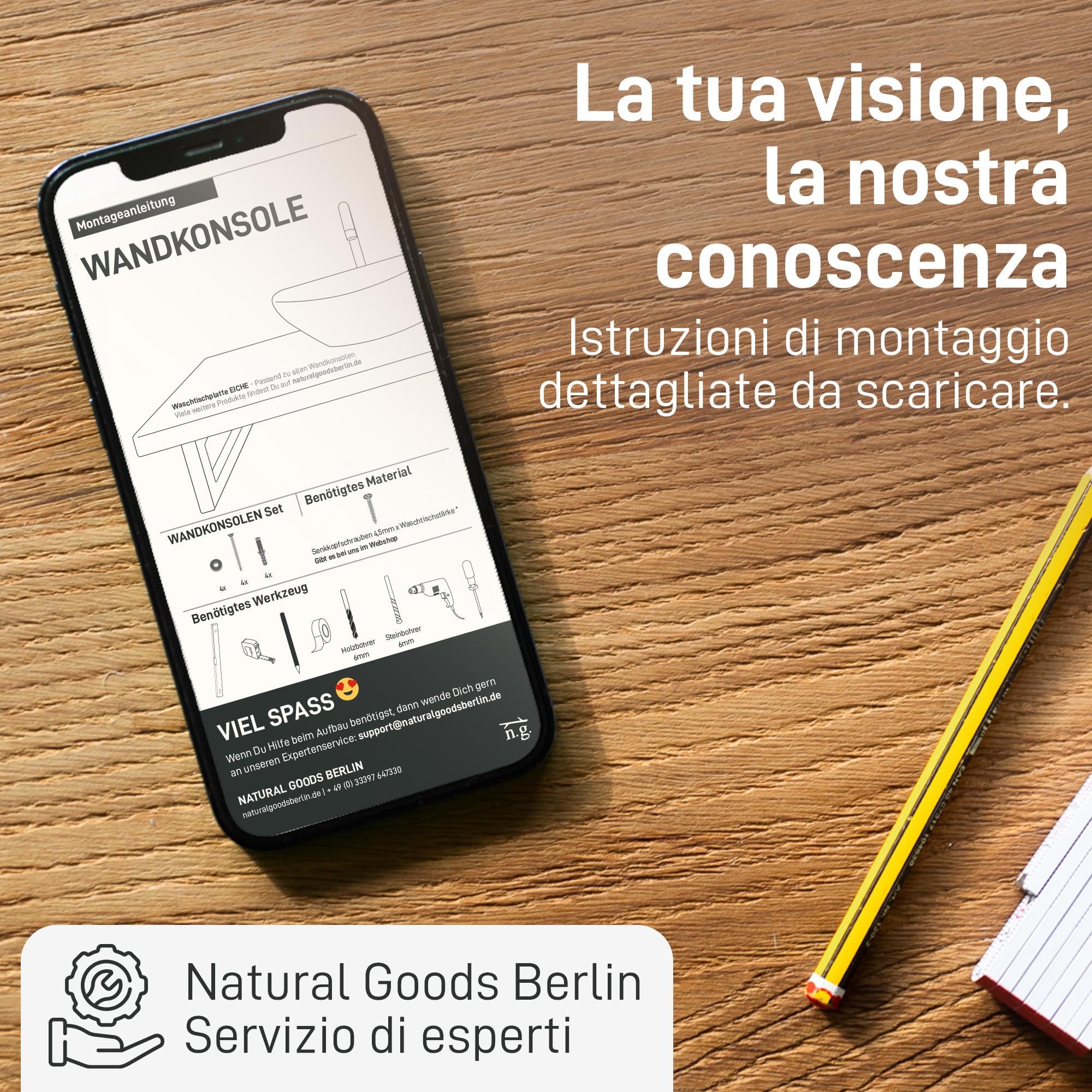 Natural Goods Berlin 2x Staffe per Mensole RETTANGOLO | Montaggio a Parete Semplice | Supporto per Mensola in Acciaio Inox | Supporti per Lavabo e Mensola da Parete | Reggimensola 400 mm