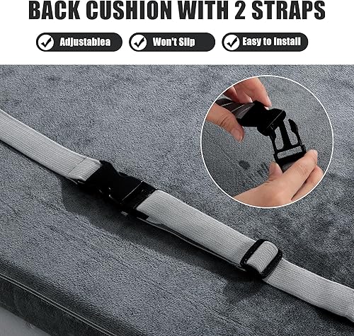 Miniatura 6 de HOMBYS Cojín de espuma para silla mecedora para interiores, cojín antideslizante extra grande con cojines de apoyo de respaldo alto, 2 correas