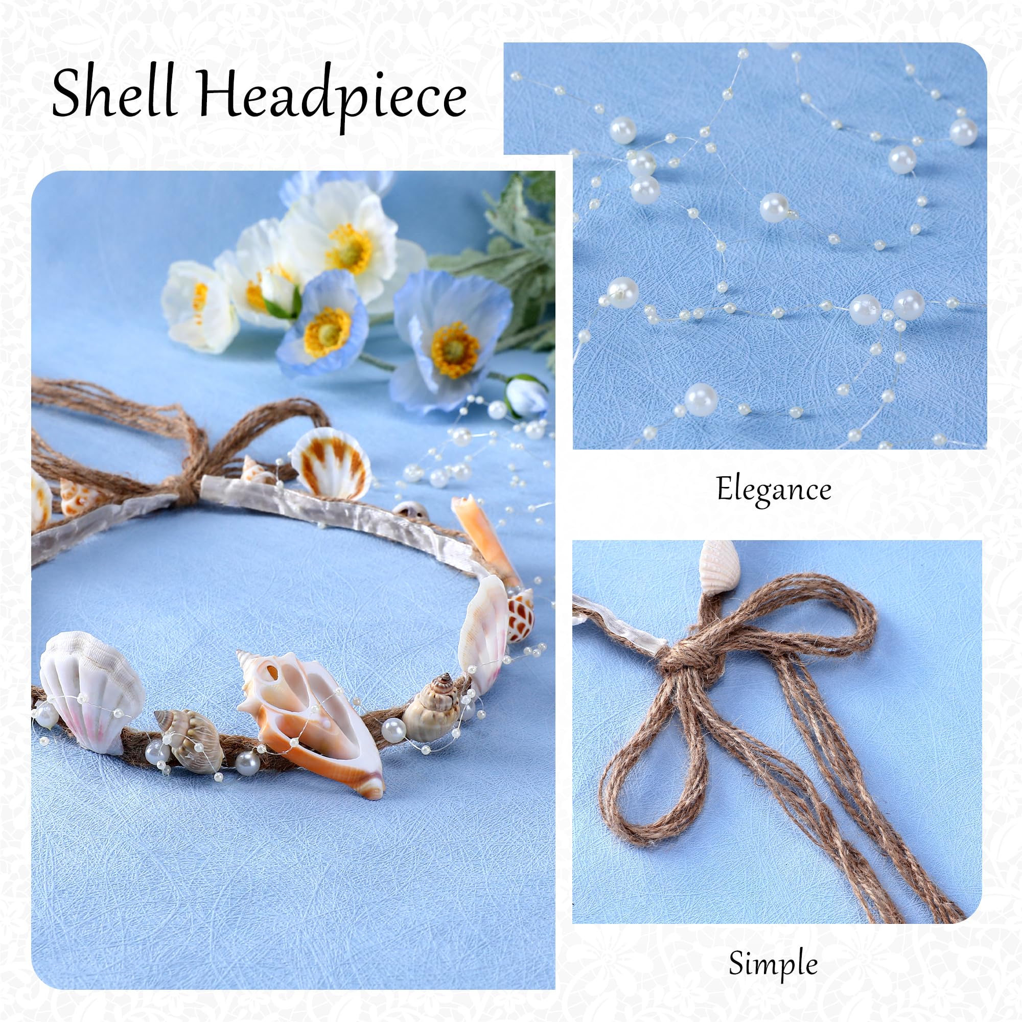 Seashell Crown Mermaid Headpiece Handmade Starfish Shell Pearl Beach Wedding Seashell Mermaid Crown: Beach Bridal Starfish Tiara - Etsy main image 3