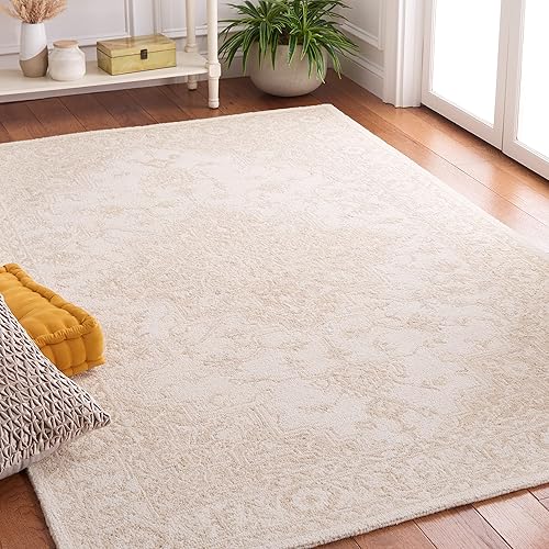 Safavieh Metro Collection MET874B - Alfombra de lana con medallón oriental hecha a mano de 8 x 10 pies, beige y marfil