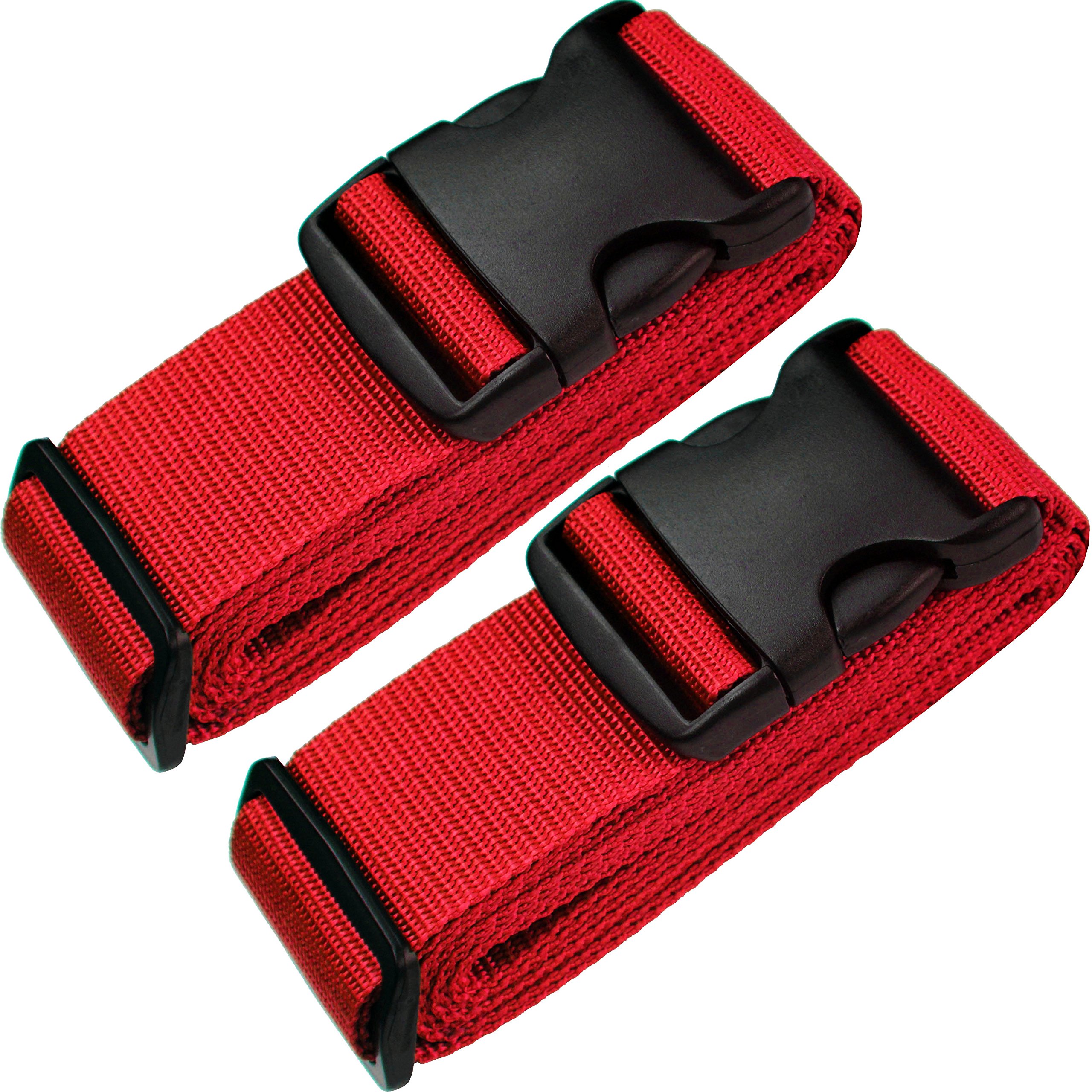 TRANVERS Ultra Long Heavy Duty Luggage Straps for Suitcases/Uprights/Duffels/Bags, 79" Adjustable Travel Packing Belts for Cargo Safety, Sturdy Baggage Strap Belts Multi-Pack, 2-Pack, Red, 200cm