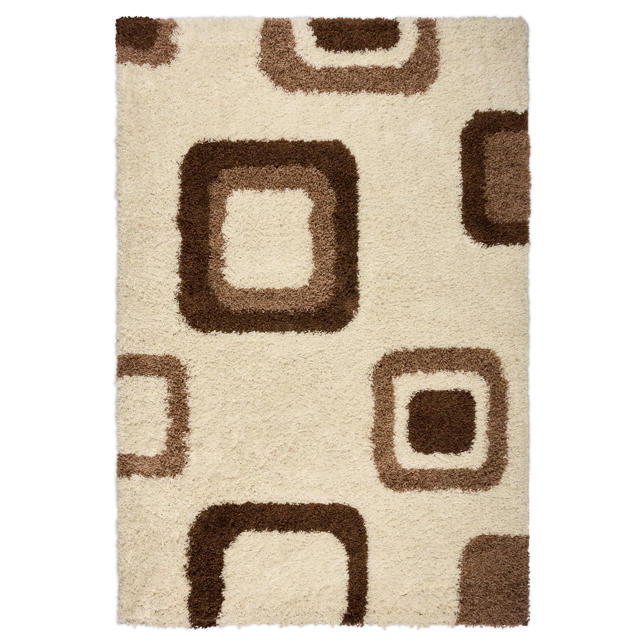 Bravich Cream Cube Shaggy Rug, 5cm Pile, 200 x 290 cm (6'7" x 9'6") โ image 1