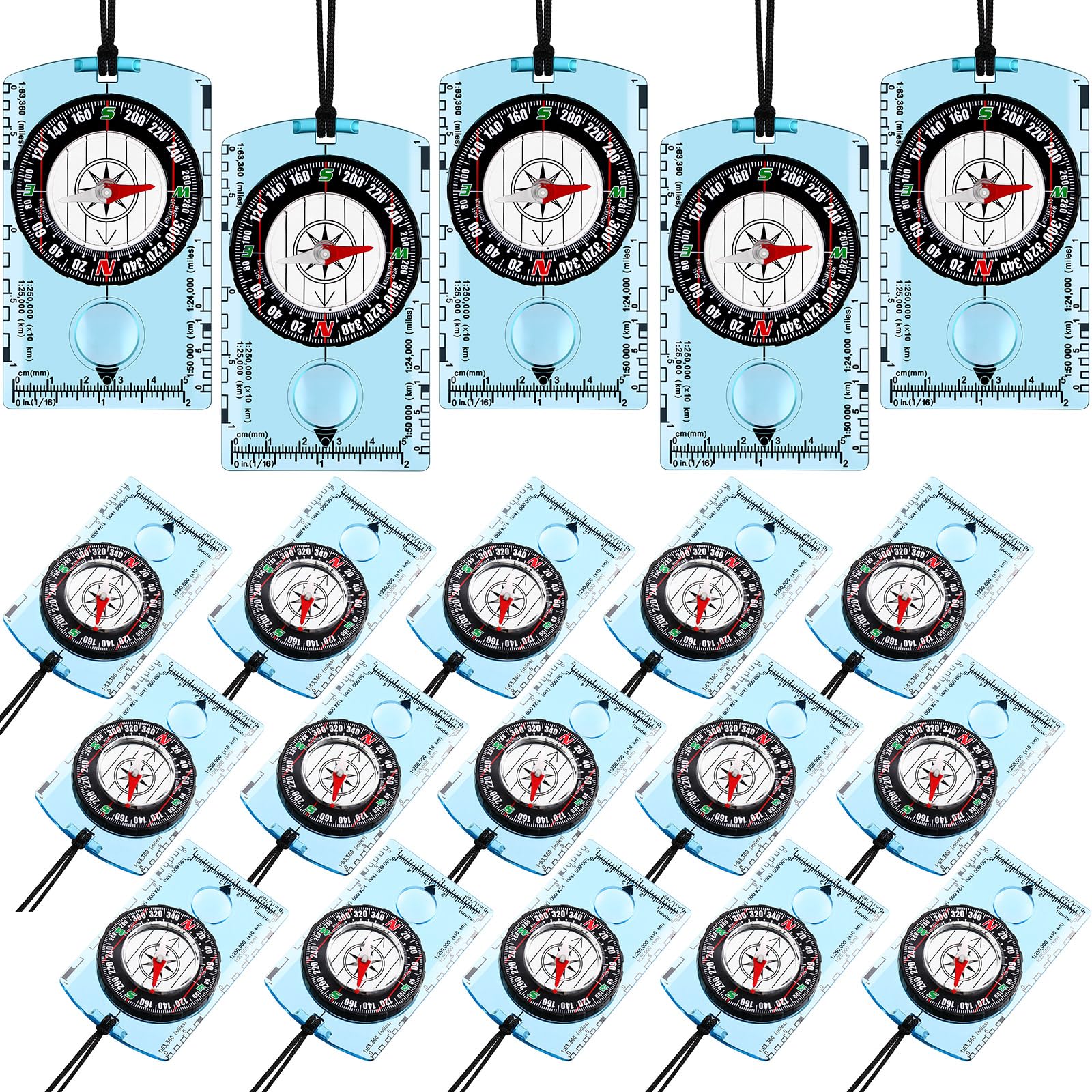 Geiserailie 20 Pcs Orienteering Compass Bulk Navigation Backpacking Compass Hiking Map Reading for Navigation Orienteering Survival Outdoor Camping Gifts, Blue